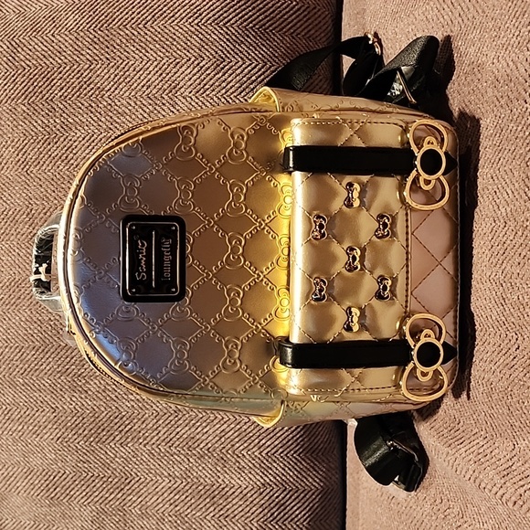 Sanrio Hello Kitty 50th Anniversary Metallic Gold Mini Backpack - Picture 1 of 2